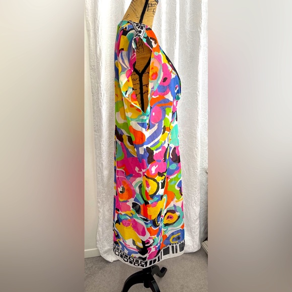 FERAUD Paris Abstract Floral Beach Dress Swim Cover Tunic Caftan O/S - Picture 2 of 10